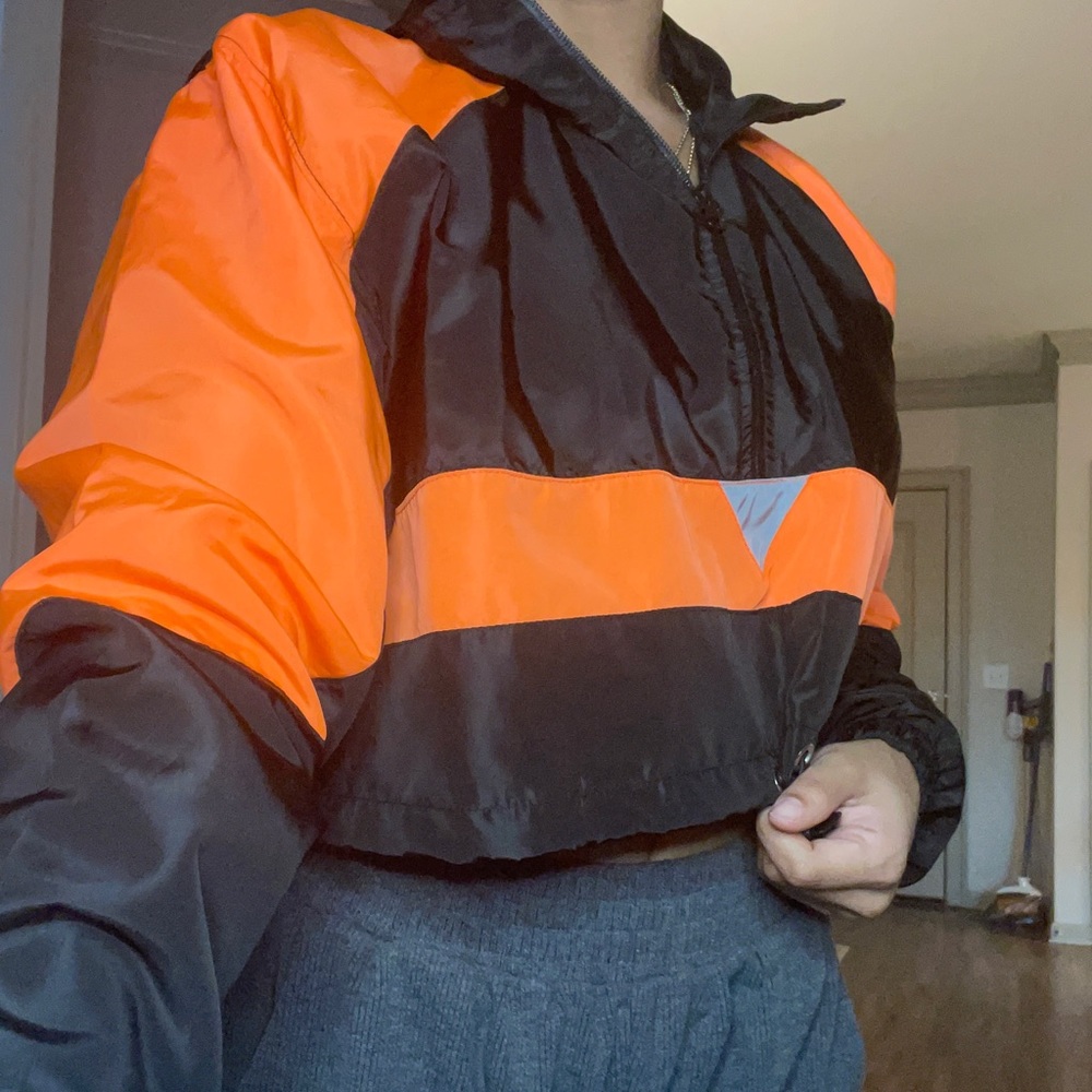 Black & orange athletic crop jacket